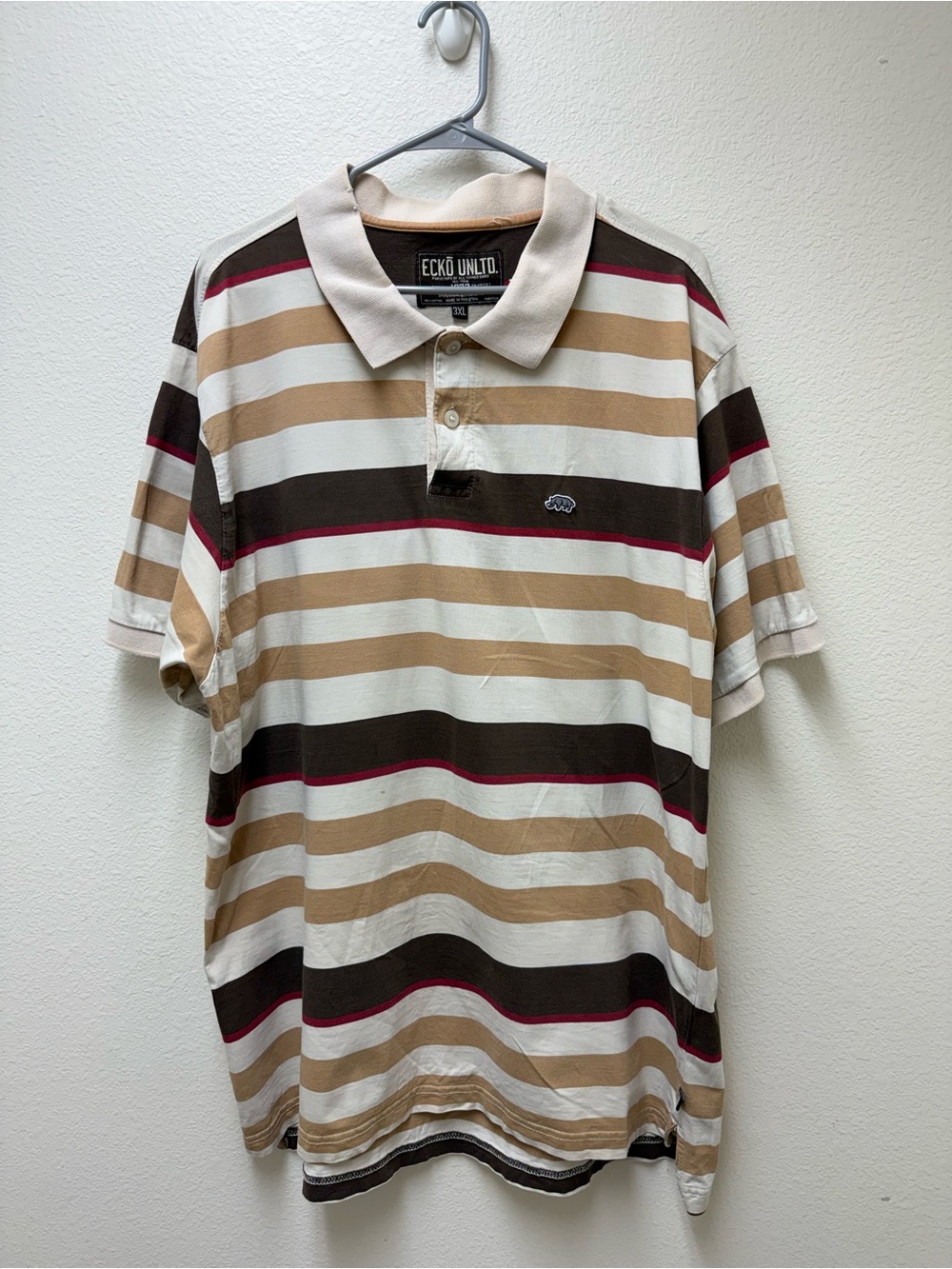 Vintage Y2K Ecko Unltd Striped Polo 3XL Rhino Logo Streetwear